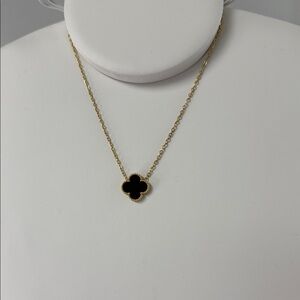 Elegant Gold and Black Clover Necklace